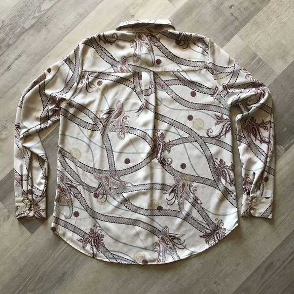 H&M Paisley Polyester 70's Vibe Button Down long sleeve sz 6 - Picture 7 of 13